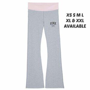 VS PINK GREY & PINK TULIP BUTTERFLY LOGO FLARE LEGGINGS XS-XXL & SHORT LENGTH